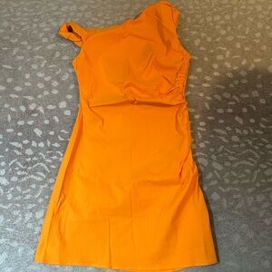 Mango Orange One-Shoulder Dress